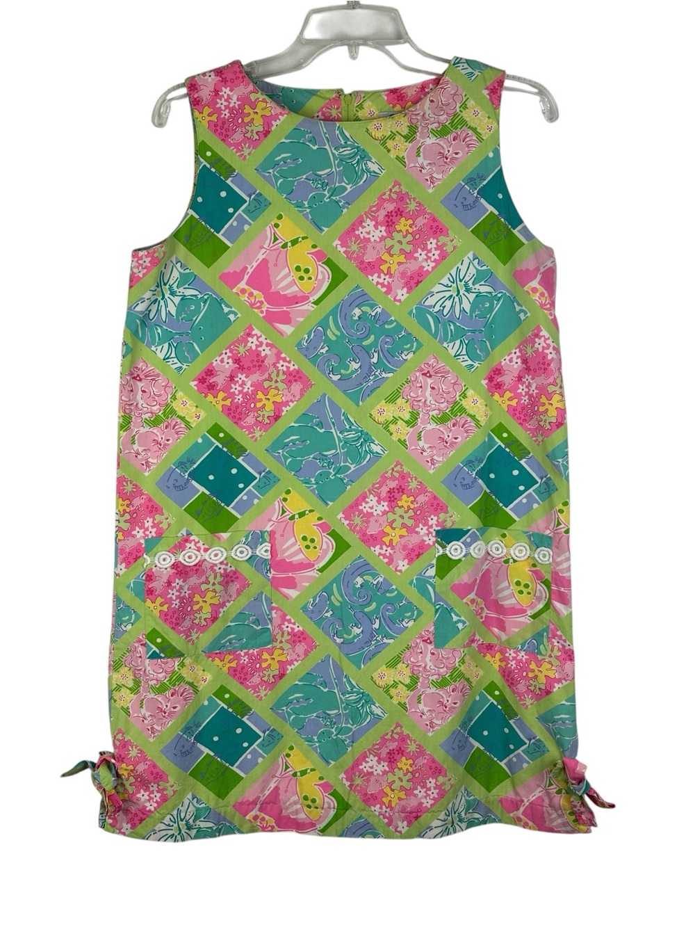 Vintage Lilly Pulitzer White Label Surf n’ Patch Sleeveless Cotton Shift Dress